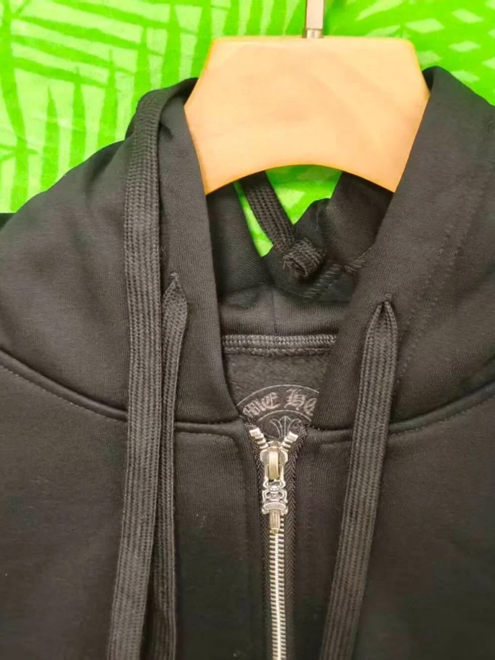 New Chrome Hearts Black Full Zip Hoodie Pink Cross Print Unisex